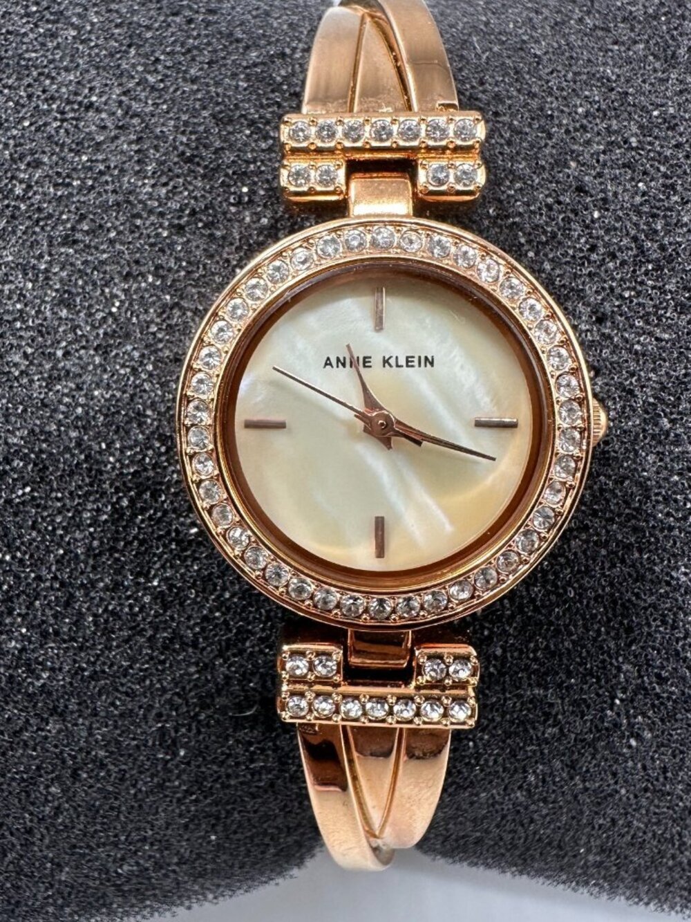 Anne Klein Watch Women Rose Gold Tone MOP Dial Crossover Band New Battery 7"